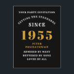 70th Birthday 1955 Black Gold Postcard<br><div class="desc">Elegant Black and Gold 70th Birthday Invitation - Create Your Own Personalised Design. Setting the stage for a remarkable celebration starts with the perfect invitation. Our elegant black and gold 70th birthday invitation is the perfect choice for this milestone event. Bathed in black for a touch of sophistication and adorned...</div>