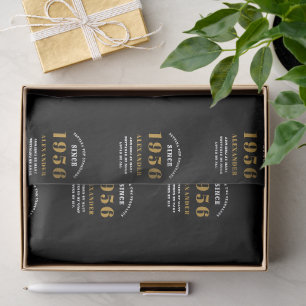 70th Birthday 1956 Black Gold Chic Elegant Tissue Paper
