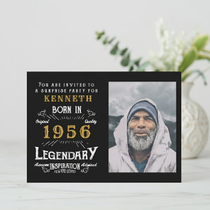 70th Birthday 1956 Vintage Black Gold Personalized Invitation