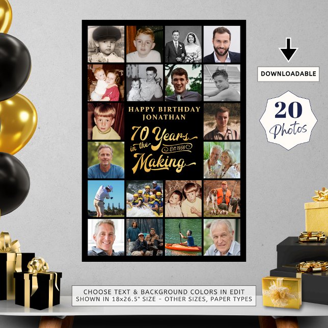 70th Birthday 20 Photo 70 Years in the Making Poster (Creator Uploaded)