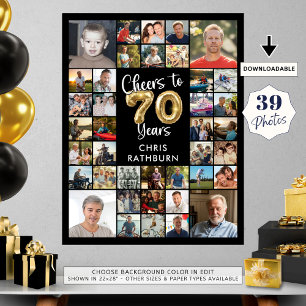 70th Birthday 39 Photo Collage Cheers to 70 Years Poster