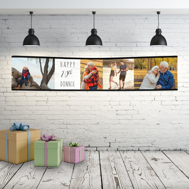 70th Birthday 4 Photo Strip Personalised Banner (Creator Uploaded)