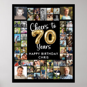 70th Birthday 51 Photo Collage Cheers to 70 Years Poster