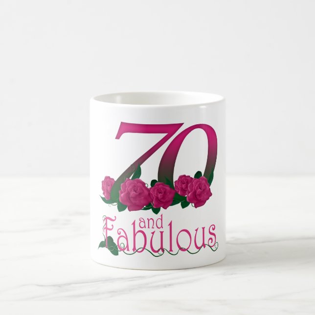 70th birthday 70 pink rose flower mug (Center)