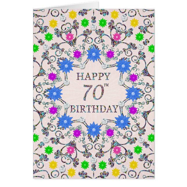 70th Birthday Abstract Flowers  (Front)