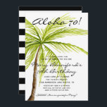 70th Birthday Adult Surprise Tropical Aloha Party Invitation<br><div class="desc">---------------------------- ABOUT THIS DESIGN --------------------------- Modern Black and White Adult Tropical Palm Tree Birthday Party Invitation Card Template in custom fonts & colours >> To customisation, click the "Customise it" button and use the design tool to modify this template. Most text, colours, sizes can be modified. >> For thicker papers,...</div>