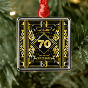 70th Birthday Art Deco Gold Black Great Gatsby Metal Tree Decoration