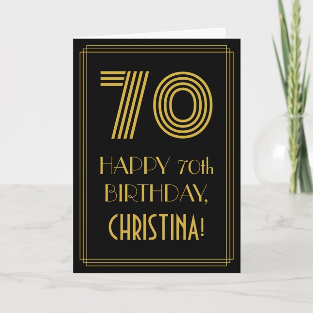 70th Birthday: Art Deco Inspired Look "70" & Name Card (Front)