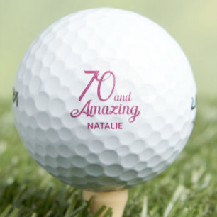 70th Birthday Aunt Gift – Pink 70 and Amazing Golf Balls