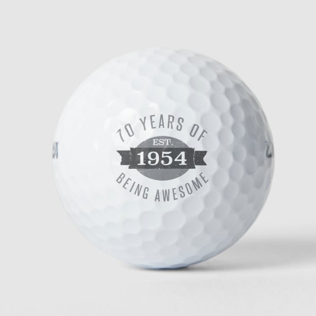 70th Birthday Awesome 1954 Golf Balls (Front)