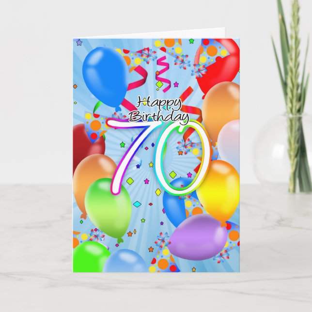 70th Birthday - Balloon Birthday Card - Happy Birt (Front)