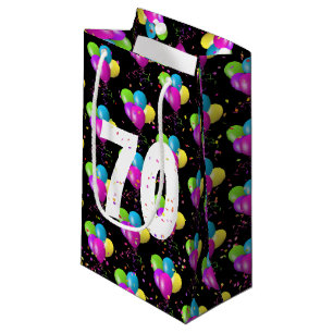 70th Birthday Balloons and Confetti Small Gift Bag