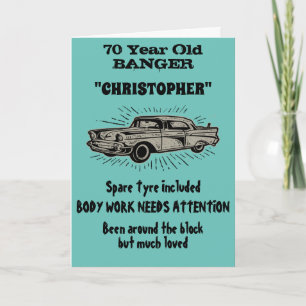 70th Birthday Banger Love Vintage Car Retro Style Card