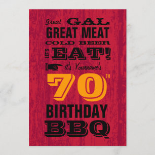 70th Birthday BBQ Grill Out Invitation