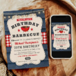 70th Birthday BBQ Summer Barbecue Party Invitation<br><div class="desc">Introducing our charming Birthday Barbecue Invitation! Crafted with rustic wood elements, this invitation exudes a cosy, rustic country vibe perfect for celebrating under the open summer sky. The classic combination of red, white, and blue adds a touch of Americana flair, setting the stage for a festive gathering. Whether it's a...</div>