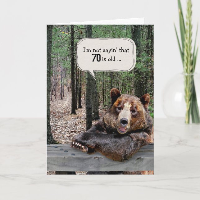 70th Birthday Bear In a Forest Card (Front)