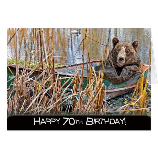 70th Birthday Bear in Boat (Front Horizontal)