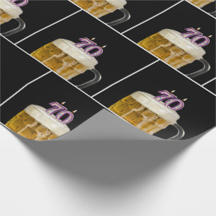 70th Birthday Beer Mug With Candles Wrapping Paper