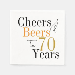 70th Birthday Beers and Cheers Minimal Party Napkin