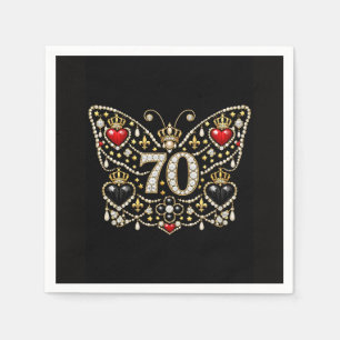 70th birthday bejewelled diamonds butterfly napkin