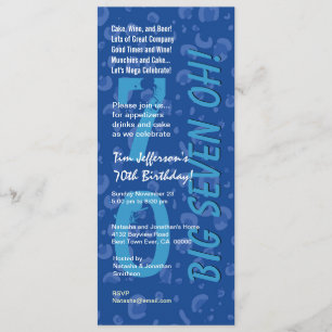 70th Birthday Big Six Oh Blue Confetti W364 Invitation