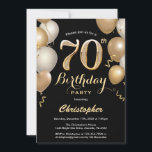 70th Birthday Black and Gold Balloons Confetti Invitation<br><div class="desc">70th Birthday Black and Gold Balloons Confetti Invitation. For further customisation,  please click the "Customise it" button and use our design tool to modify this template.</div>