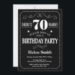 70th Birthday Black and White Chalkboard Invitation<br><div class="desc">70th Birthday Invitation Black and White Typography. Chalkboard. Black and White Background. Adult Birthday. Male Men or Women Birthday. Kids Boy or Girl Lady Teen Teenage Bday Invite. 13th 15th 16th 18th 20th 21st 30th 40th 50th 60th 70th 80th 90th 100th. Any Age. For further customisation, please click the "Customise...</div>