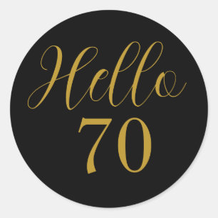 70th Birthday Black Gold Birthday Classic Round Sticker