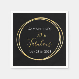 70th Birthday Black Gold Birthday Napkin