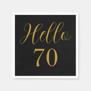 70th Birthday Black Gold Birthday Party Napkin