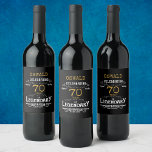 70th Birthday Black Gold  Legendary Funny<br><div class="desc">A personalised elegant 70th birthday wine bottle label that is easy to customise for that special birthday party occasion.</div>