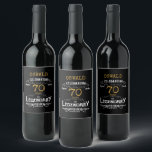 70th Birthday Black Gold Legendary Funny Wine Labe Label<br><div class="desc">A personalised elegant wine bottle label that is easy to customise for that special birthday party occasion.</div>
