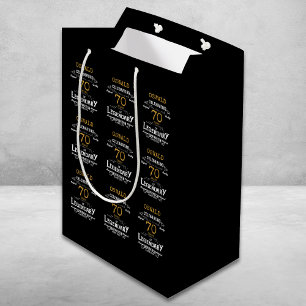 70th Birthday Black Gold  Legendary Retro Medium Gift Bag
