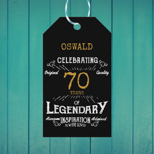 70th Birthday Black Gold Legendary Vintage Gift Tags