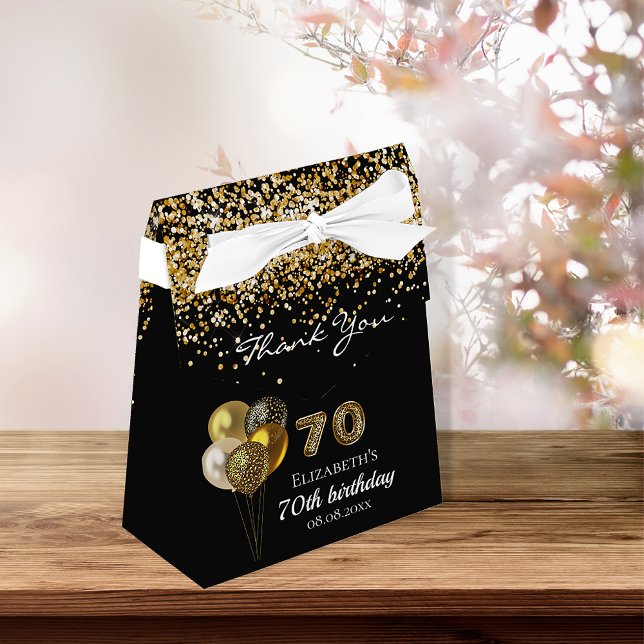 70th birthday black gold leopard thank you favour box (Creator Uploaded)