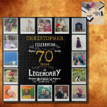 70th Birthday Black Gold Photo Collage Jigsaw Puzzle<br><div class="desc">A personalised elegant 70th birthday vintage puzzle that is easy to customise but hard to complete for that special birthday party occasion. Create your own unique photo jigsaw puzzle for a special 70th birthday gift. With 16 custom photos, the photo puzzle can be additionally personalised with the name and any...</div>