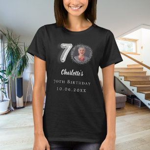 70th birthday black silver photo T-Shirt