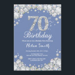 70th Birthday Blue and Silver Diamond Invitation<br><div class="desc">70th Birthday Invitation. Blue and Silver Rhinestone Diamond. Elegant Birthday Bash invite. Adult Birthday. Women Birthday. Men Birthday. For further customisation,  please click the "Customise it" button and use our design tool to modify this template.</div>