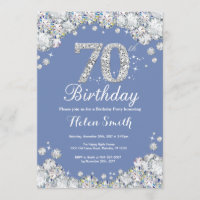 70th Birthday Blue and Silver Diamond
