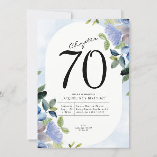 70th Birthday Blue Floral Invitation
