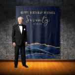 70th Birthday Blue Gold Agate Photo Backdrop Tapestry<br><div class="desc">In today's world, no celebration is complete without a photo backdrop, especially a 70th birthday celebration. Make your loved one's day unforgettable by surprising them with a beautiful agate geode slice design backdrop with the message “Happy 70th Birthday”. You can even customise it with your own message, adding a touch...</div>