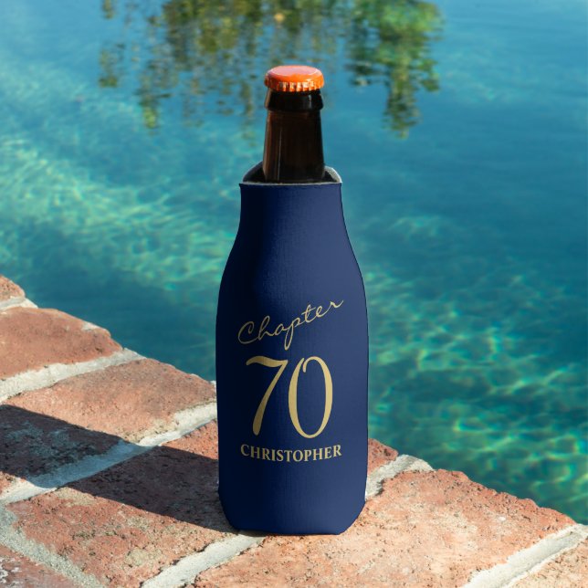 70th Birthday Blue Gold Bottle Cooler (In Situ Pool)