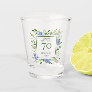 70th Birthday Blue Hydrangeas Shot Glass