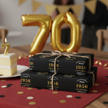 70th Birthday born 1956 Add Name Black Gold Wrapping Paper Sheet<br><div class="desc">A personalised wrapping paper design for that birthday celebration for a special person. Add the name to this vintage retro style black and gold design for a custom birthday gift. Easily edit the name and year with the template provided. A wonderful custom birthday gift. More gifts and party supplies for...</div>
