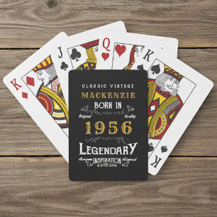 70th Birthday Born 1956 Legend Black Gold Playing Cards