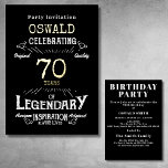 70th Birthday Born Legendary Black Gold Retro<br><div class="desc">For those celebrating their 70th birthday we have the ideal birthday party invitation with a vintage feel. The black background with a gold foil vintage typography. The design is simple and yet elegant with a retro feel. Easily customise the text of this birthday invitation using the template provided. Part of...</div>