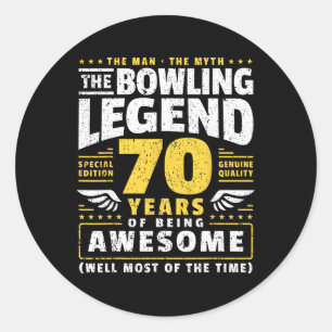 70th Birthday Bowling 70 Years Old Bowler  Classic Round Sticker