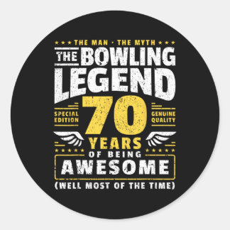 70th Birthday Bowling 70 Years Old Bowler  Classic Round Sticker