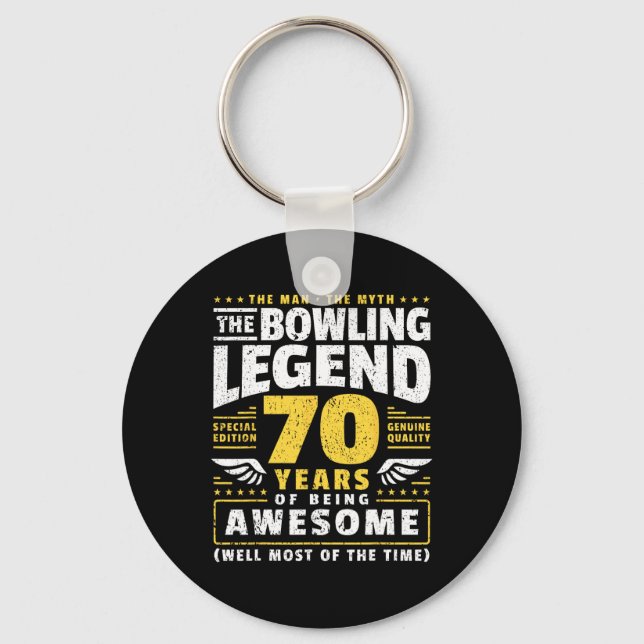 70th Birthday Bowling 70 Years Old Bowler  Key Ring (Front)
