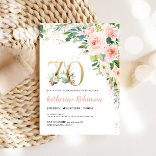 70th Birthday Brunch Invitation   Elegant Floral